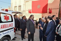 Image du Maroc Professionnelle de  Sa Majesté le Roi Mohammed VI inaugure deux projets solidaires destinés à renforcer l'offre médicale au niveau de la médina de Marrakech, 5 Février 2019. (Photo/ SPPR) via Jalilbounhar.com 